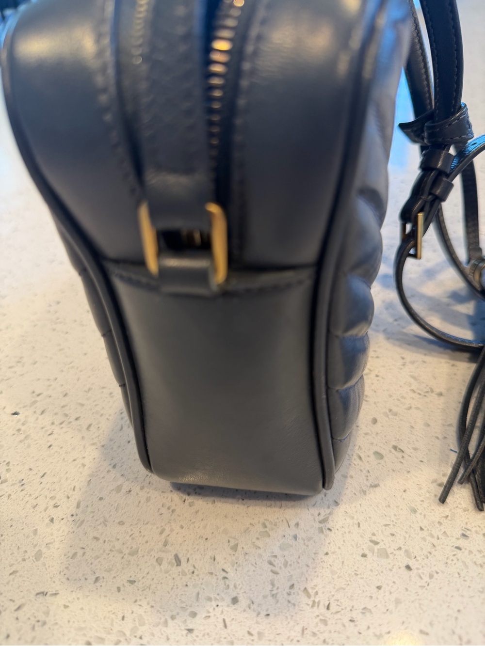 Saint Laurent charcoal Gray Quilted Leather Camera Crossbody with Tassel - Picture 7 of 14